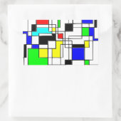 Random Squares hassen Mondrian Rechteckiger Aufkleber (Tasche)
