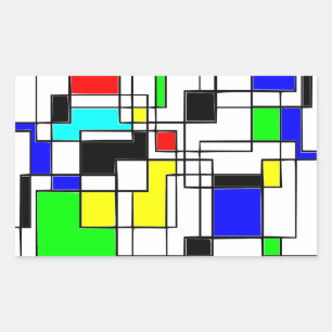 Random Squares hassen Mondrian Rechteckiger Aufkleber