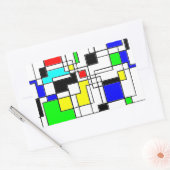 Random Squares hassen Mondrian Rechteckiger Aufkleber (Umschlag)
