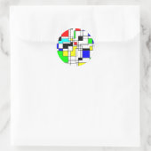 Random Squares hassen Mondrian Runder Aufkleber (Tasche)