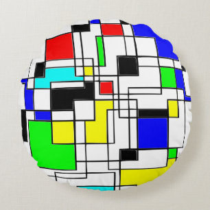 Random Squares hassen Mondrian Rundes Kissen