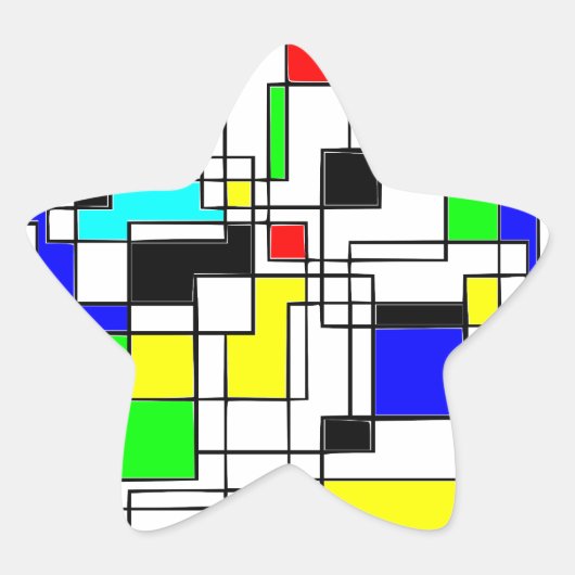 Random Squares hassen Mondrian Stern-Aufkleber (Vorderseite)