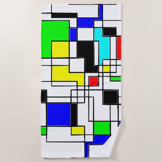 Random Squares hassen Mondrian Strandtuch (Vorderseite)