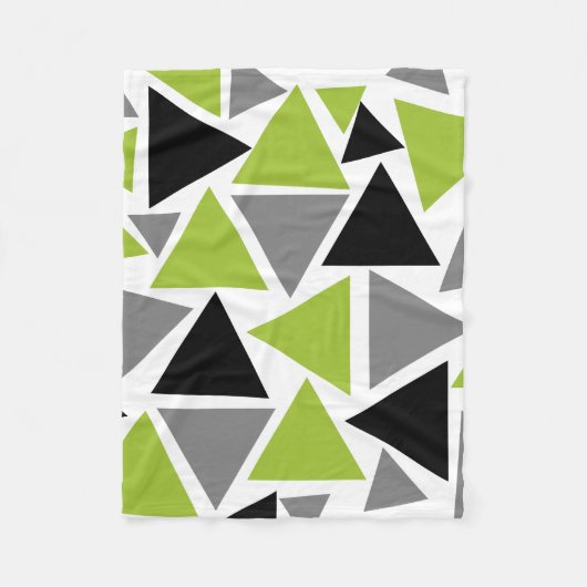 Random Triangle Lime Green Grau Schwarz auf Weiß Fleecedecke (Vorderseite)