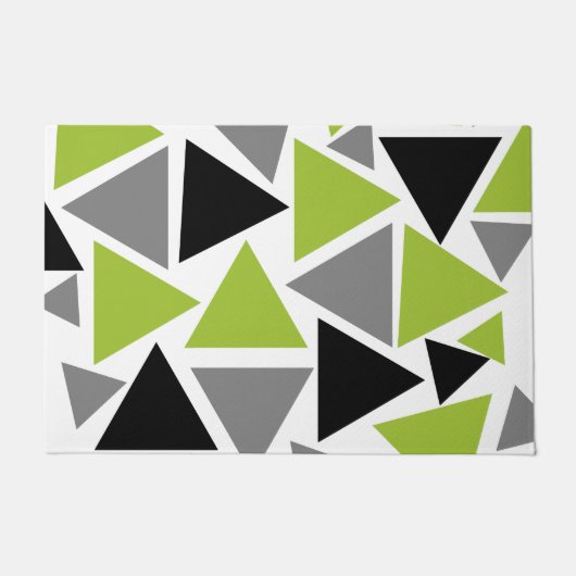 Random Triangle Lime Green Grau Schwarz auf Weiß Fußmatte (Vorderseite)