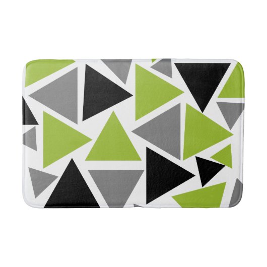Random Triangle Lime Green Gray Schwarz-weiß Badematte (Vorderseite)