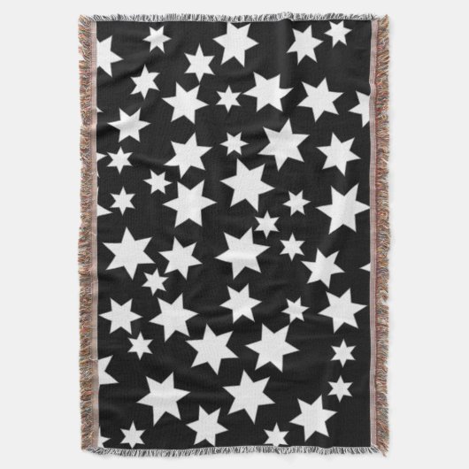 Random White Stars auf schwarz Decke (Vorderseite Vertikal)