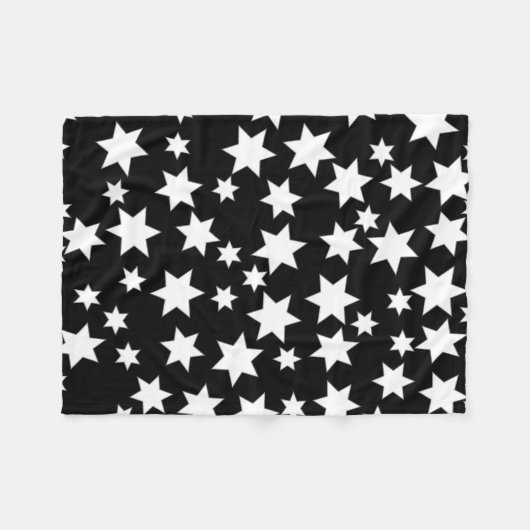 Random White Stars auf schwarz Fleecedecke (Vorderseite (Horizontal))