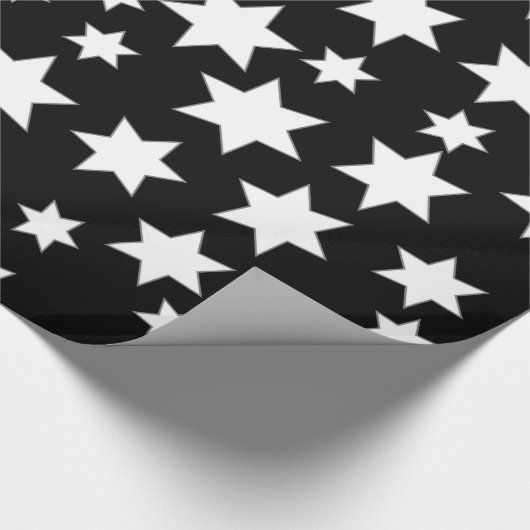 Random White Stars auf schwarz Geschenkpapier (Ecke)