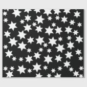 Random White Stars auf schwarz Geschenkpapier (Flach)