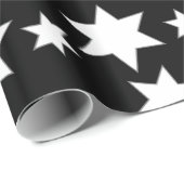 Random White Stars auf schwarz Geschenkpapier (Rolleneckpunkt)