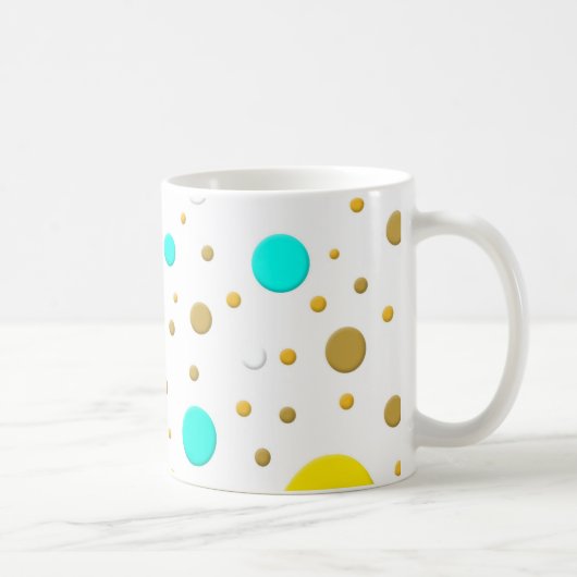 Random Yellow Aquamarin Gold Dots Kaffeetasse (Rechts)