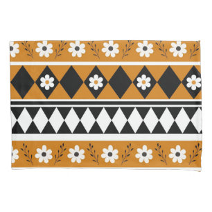 Randstreifen-Blumen-Diamant-Boho-Blumenmuster Kissenbezug