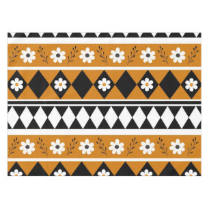 Randstreifen-Blumen-Diamant-Boho-Blumenmuster Tischdecke