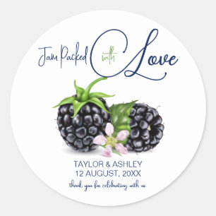 Randvoll mit Liebe Brombeerfrucht   Hochzeit Runder Aufkleber