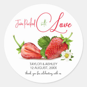 Randvoll mit Liebe Erdbeerfrucht   Hochzeit Runder Aufkleber