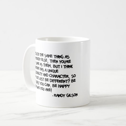 Randyland Zitat-Tasse Kaffeetasse (Vorderseite Links)