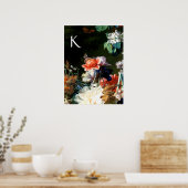 RANEMONES,BLUMEN,SCHWARZES BLUMENMONOGRAMM POSTER (Küche)