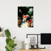 RANEMONES,BLUMEN,SCHWARZES BLUMENMONOGRAMM POSTER (Heimbüro)