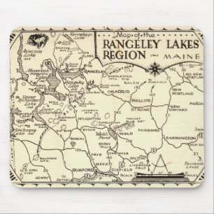 Rangeley Lakes Karte Maine Vintage Poster Mousepad