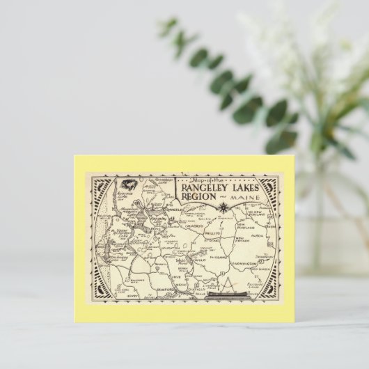 Rangeley Seen Map, Maine Vintag Postkarte (Stehend Vorderseite)