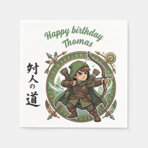 Ranger Archer RPG Jäger Anime Chibi Spiel Geburtst Serviette