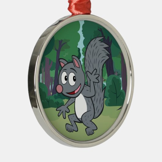 Ranger| Graues Eichhörnchen Silbernes Ornament (Rechts)