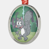 Ranger| Graues Eichhörnchen Silbernes Ornament (Links)