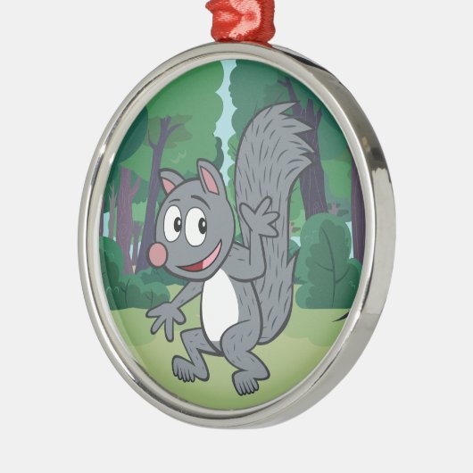 Ranger| Graues Eichhörnchen Silbernes Ornament (Links)