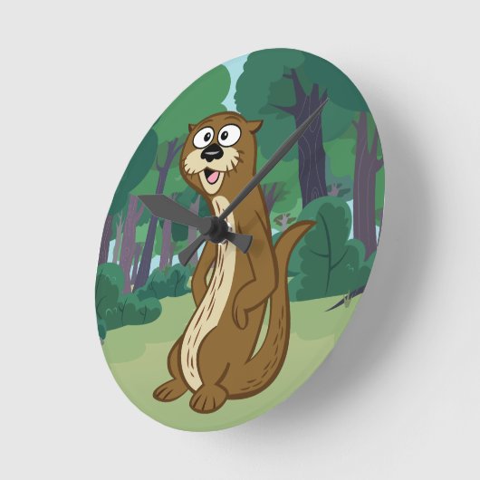 Ranger Rick | Reggie Otter Runde Wanduhr (Winkel)