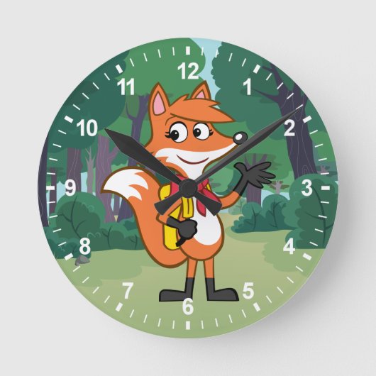 Ranger Rick | Scarlett Fox Waving Runde Wanduhr (Vorderseite)