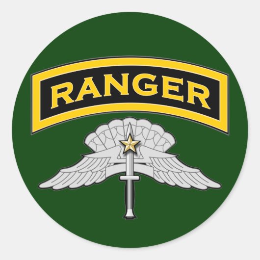 Ranger tab & HALO Wings - Kampf Runder Aufkleber (Vorderseite)