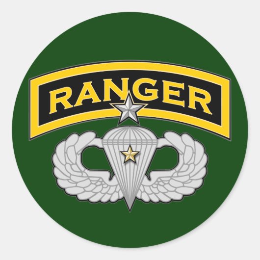 Ranger tab & Senior Jump Wings - Kampf Runder Aufkleber (Vorderseite)