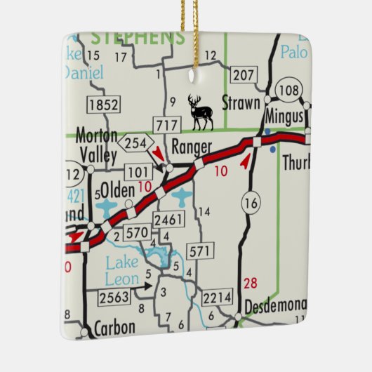 Ranger TX Road Map Keramikornament (Rechts)