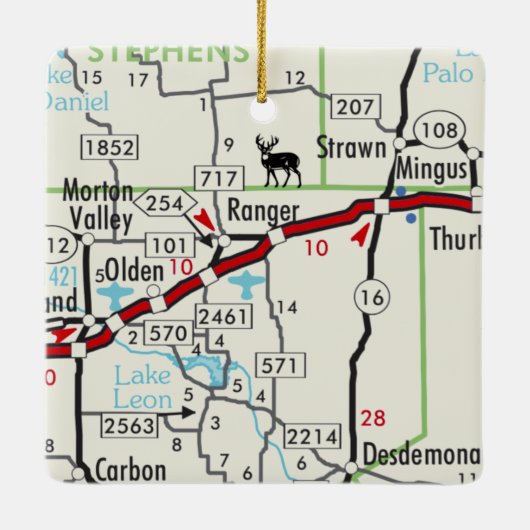 Ranger TX Road Map Keramikornament (Rückseite)