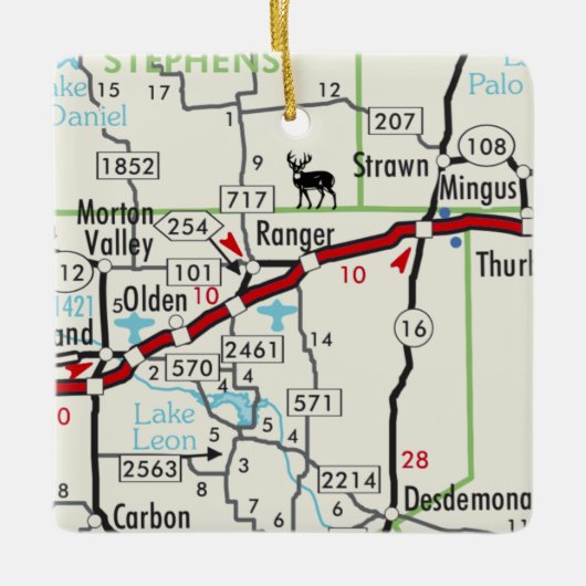 Ranger TX Road Map Keramikornament (Vorderseite)