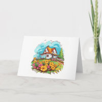 Ranghaus mit Sommermonaten Blume Leere Note