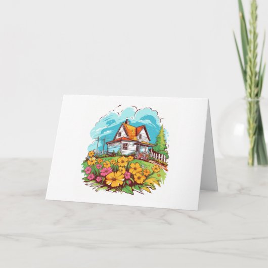 Ranghaus mit Sommermonaten Blume Leere Note Karte (Vorderseite)