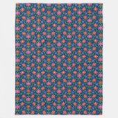 Rangoli Blume Polka Dots auf Blue Fleece Blanket (Vorderseite)