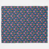 Rangoli Blume Polka Dots auf Blue Fleece Blanket (Vorderseite (Horizontal))