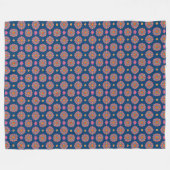 Rangoli Blume Polka Dots auf Blue Fleece Blanket (Vorderseite (Horizontal))