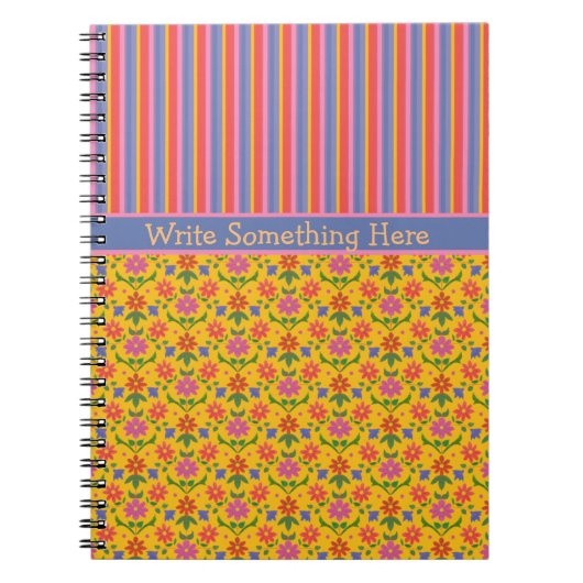 Rangoli-Blume, Stripes-Notebook zum Personalisiere Notizblock (Vorderseite)