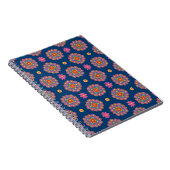 Rangoli, Blume und Polka Dots, Blue Notebook Notizblock (Rechte Seite)