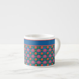 Rangoli Blume und Polkas auf Blue Espresso Tasse