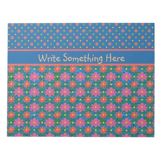 Rangoli-Blume und Polkas, Blue Notepad oder Jotter Notizblock (Vorderseite)