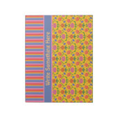 Rangoli-Blume und Stripes-Notepad zum Personalisie Notizblock (Rotiert)