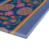 Rangoli-Blumenrinde auf blau: Glasschneideplatine Schneidebrett (Ecke)