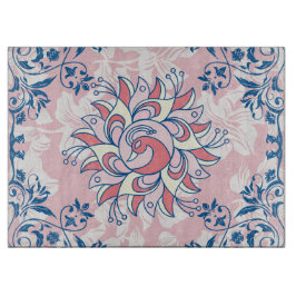 Rangoli Blumenwerk, blaues, helles Leben Schneidebrett