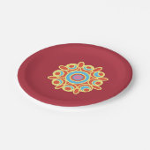 Rangoli der Farben Kunst Pappteller (Schrägansicht)