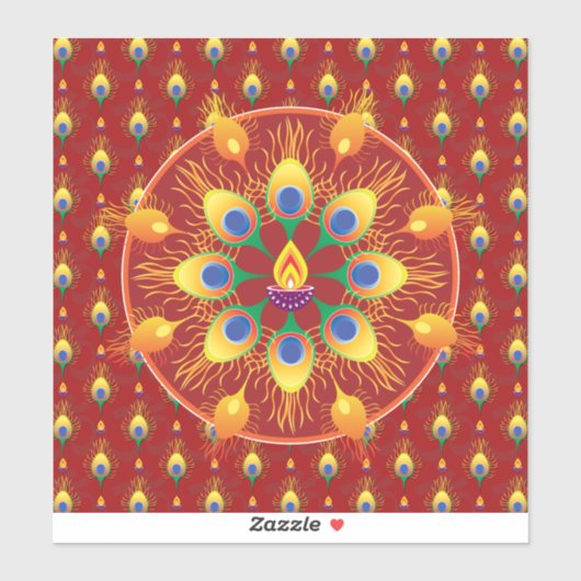 Rangoli-Feder Aufkleber (Blatt)